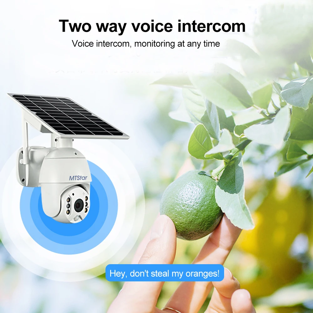 MTStar Brand Solar Camera 2MP/4MP High Resolution Full Color PIR Detection Solar Panel Battery 4G/WiFi PTZ Security Camera