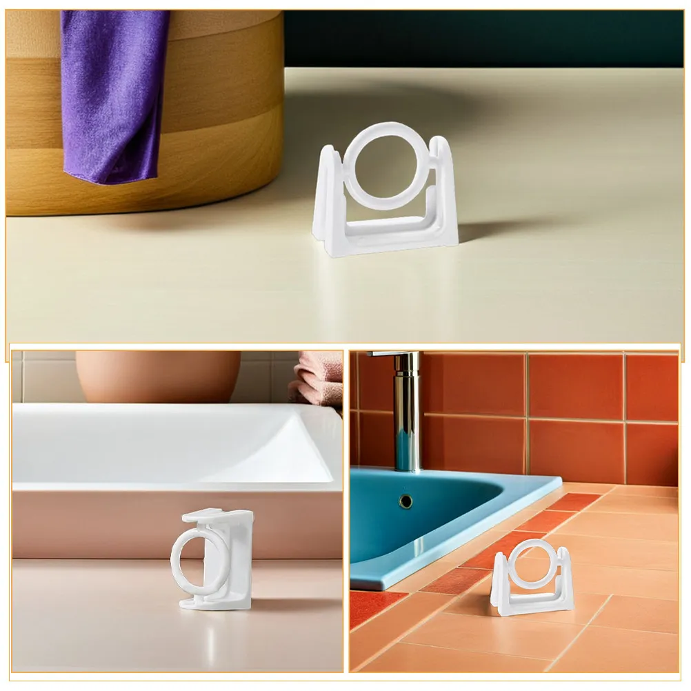 8Pcs White Adhesive Rod Holder Rotatable Towel Pole Bracket No Drill for Bathroom Kitchen Curtain Drapery Towel Storage