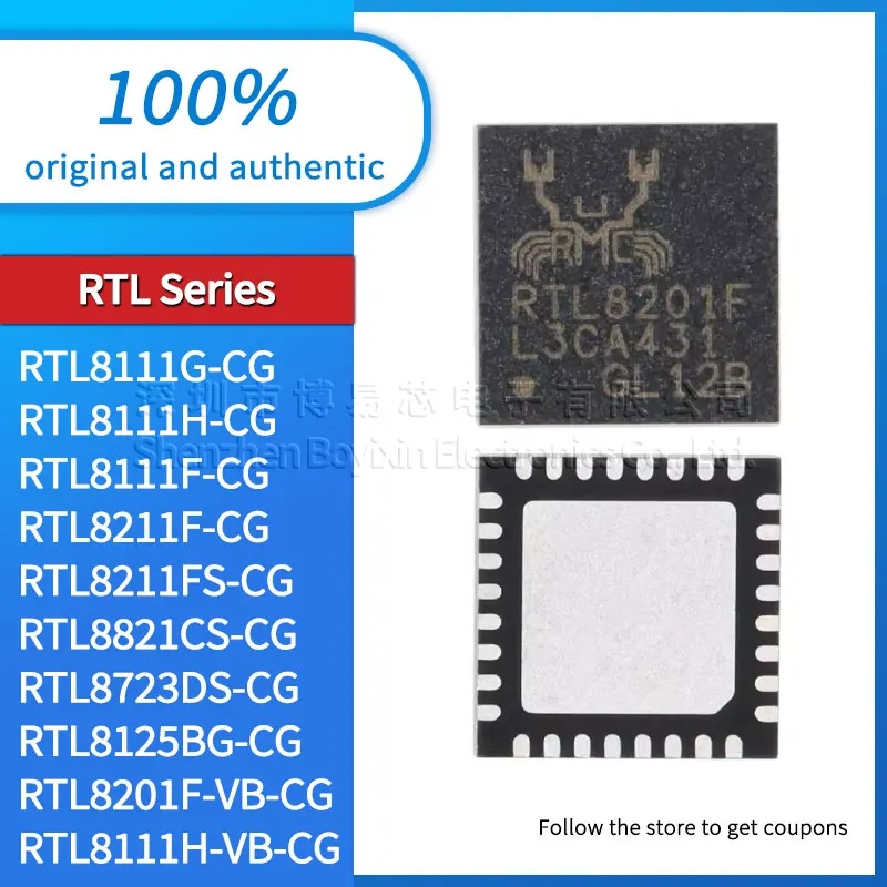 

RTL8111G RTL8201F RTL8111H RTL8111F RTL8211FS RTL8211F RTL8821CS RTL8723DS RTL8125BG RTL8111H-VB-CG Ethernet controller chip IC