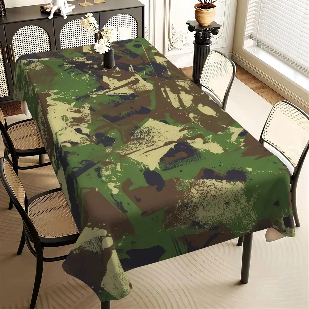 JIT-1PC Abstract Camouflage Style, Green and Brown Tinted Pattern, Simple European Style Pattern Tablezyc