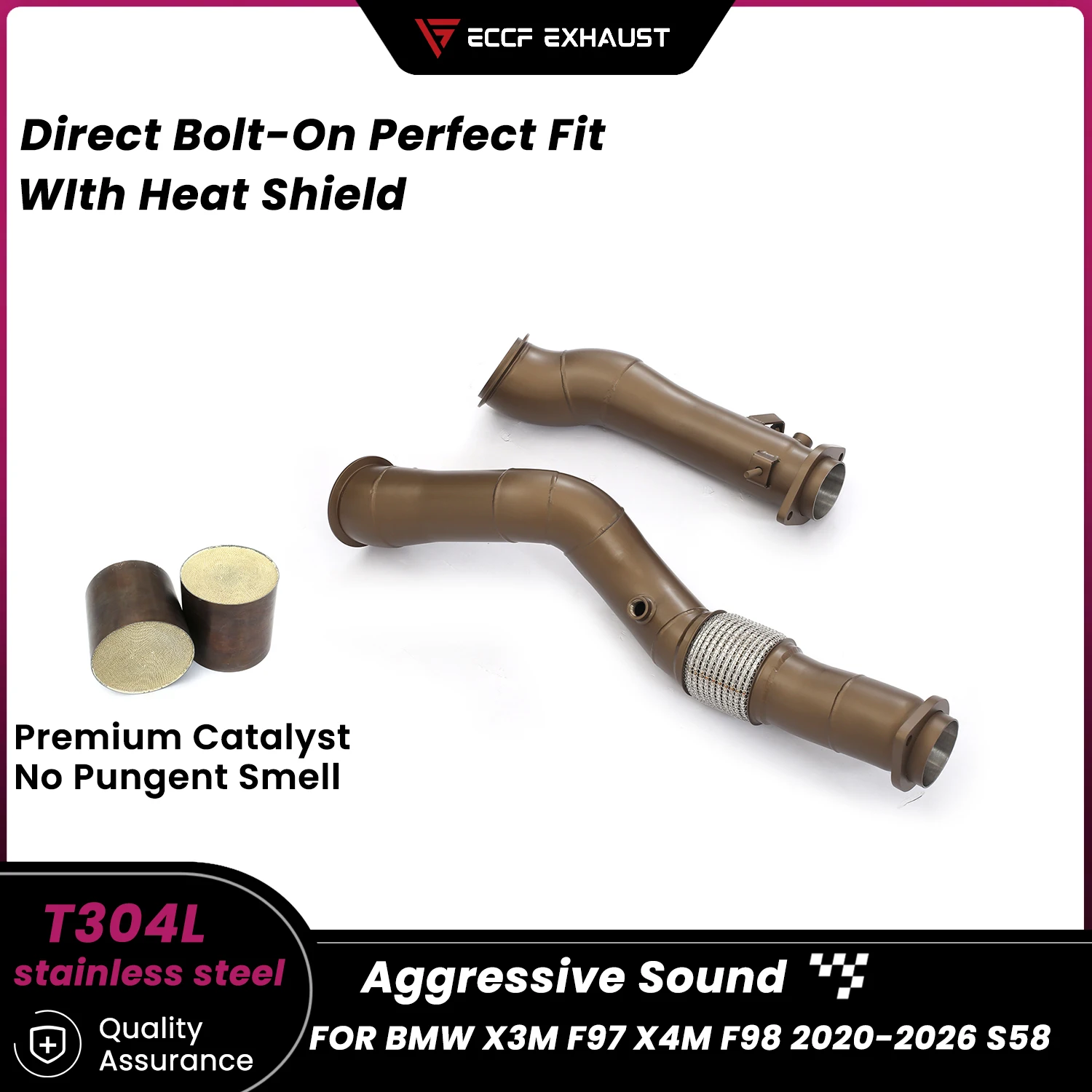 

Sporty High temperature resistant ceramic coating Downpipe For BMW X3M F97 X4M F98 2020-2026 S58 Performance Upgrade