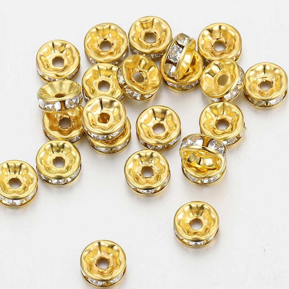 100 Stück/Lot Strass Rondelles Kristallperlen flach 4 6 8 10 mm lose Distanzperlen für DIY Schmuckherstellung Zubehör Zubehör