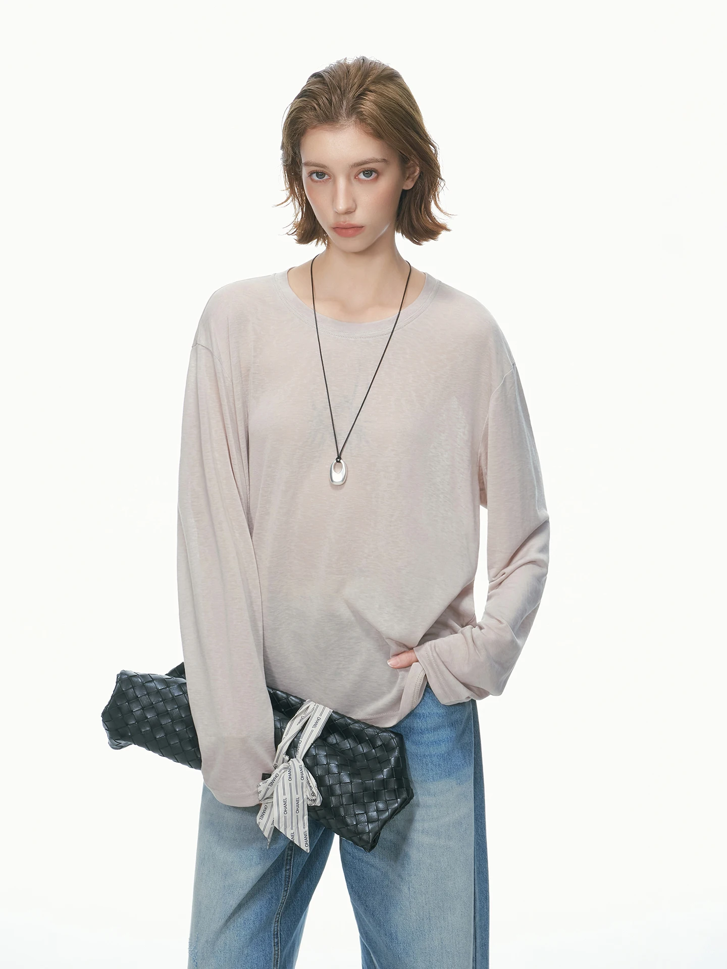 Ultra-Thin Long-Sleeve T-Shirt Men's Summer Base Layer Shirt Dream Made Cashmere Style Lyocell Fiber Skin-Friendly Breathable