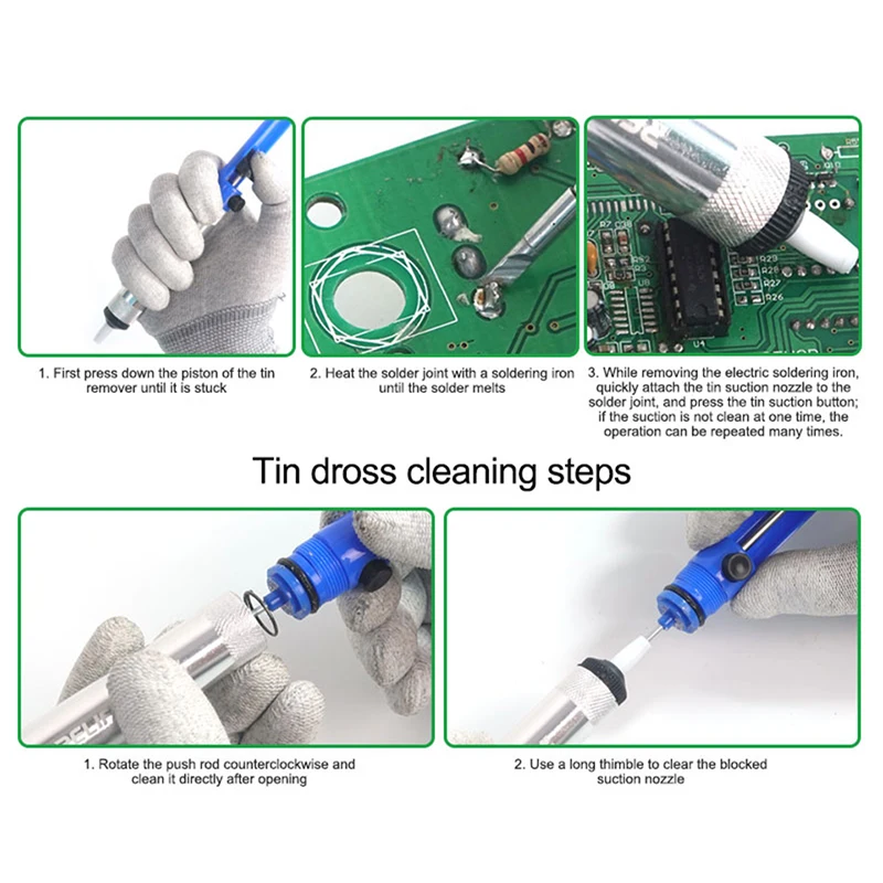 RELIFE RL-084 Manual Tin Remover High Temperature Resistance And Strong Suction Efficient Desoldering Quick Cleaning Of Residues