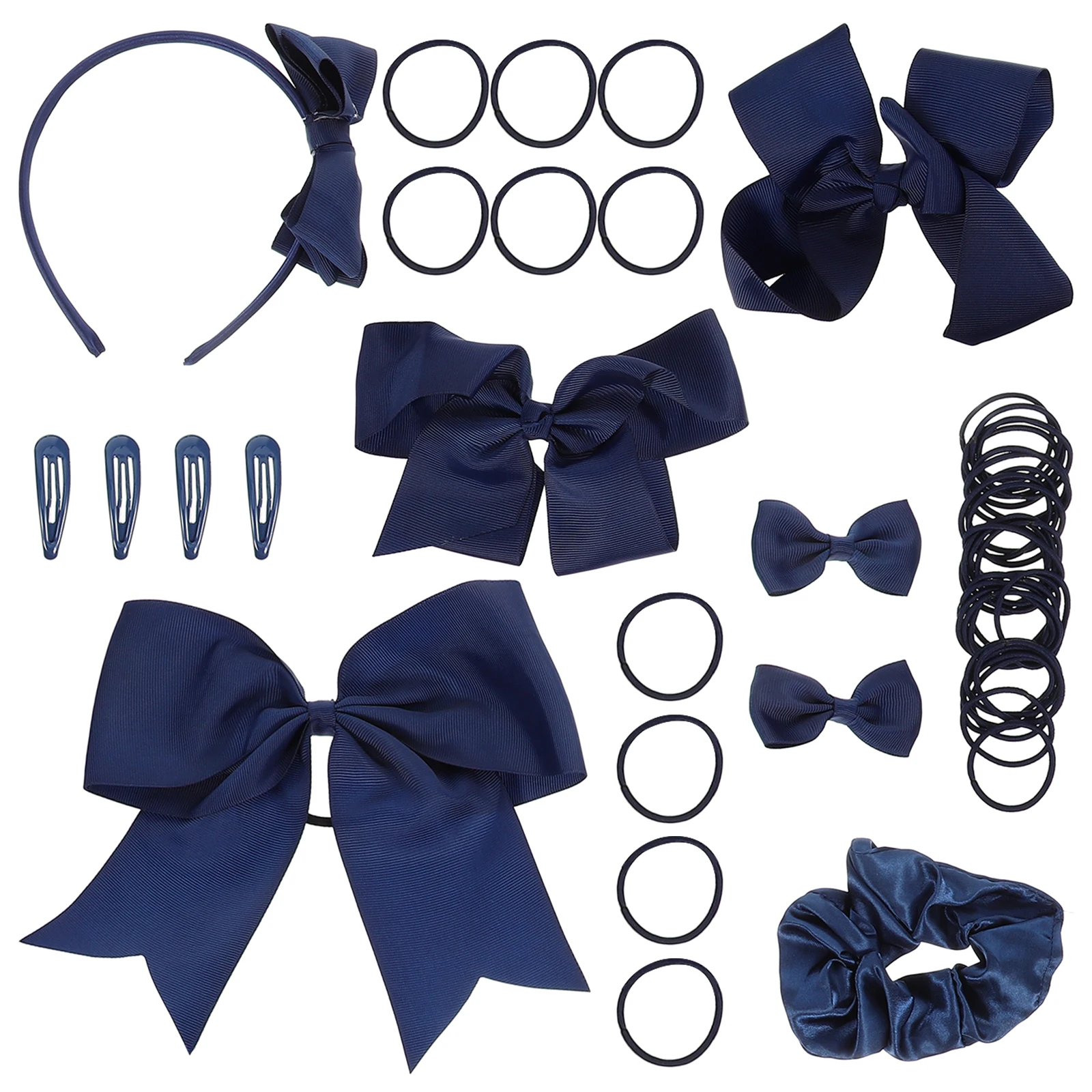 

Hair Accessories Girls Hairpin Headband Set Bow Hair Clips For Girls Bow Clips Navy Blue Elastic Bands Barrettes Child