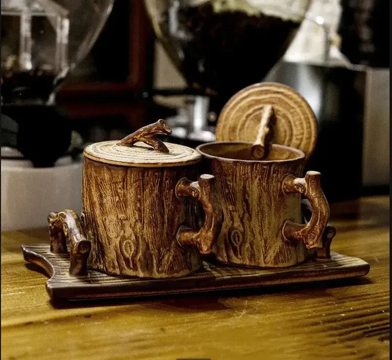 

Stump Coffee Cup and Set Office Ceramic Mug Japanese Retro Hand Brewed Household Tea Drinking