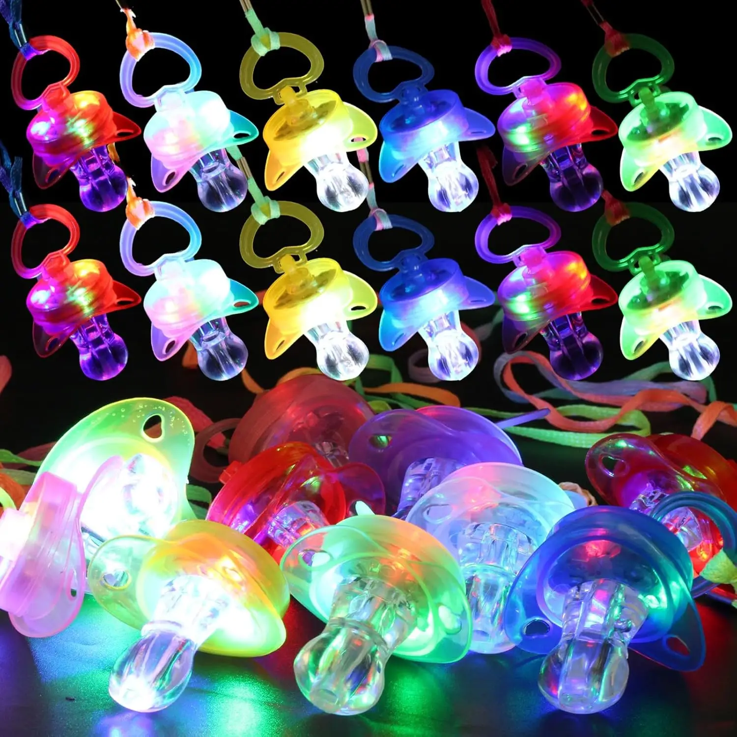10 pçs led light up chupeta colar piscando chupeta apito brilho no escuro pacificador para rave bar ktv concerto aniversário