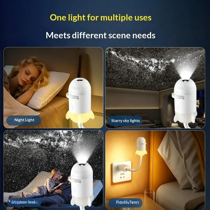 2 In 1 USB Ambient Light Large Range Projection Multi Scenes Adjustable Focus Night Lighting