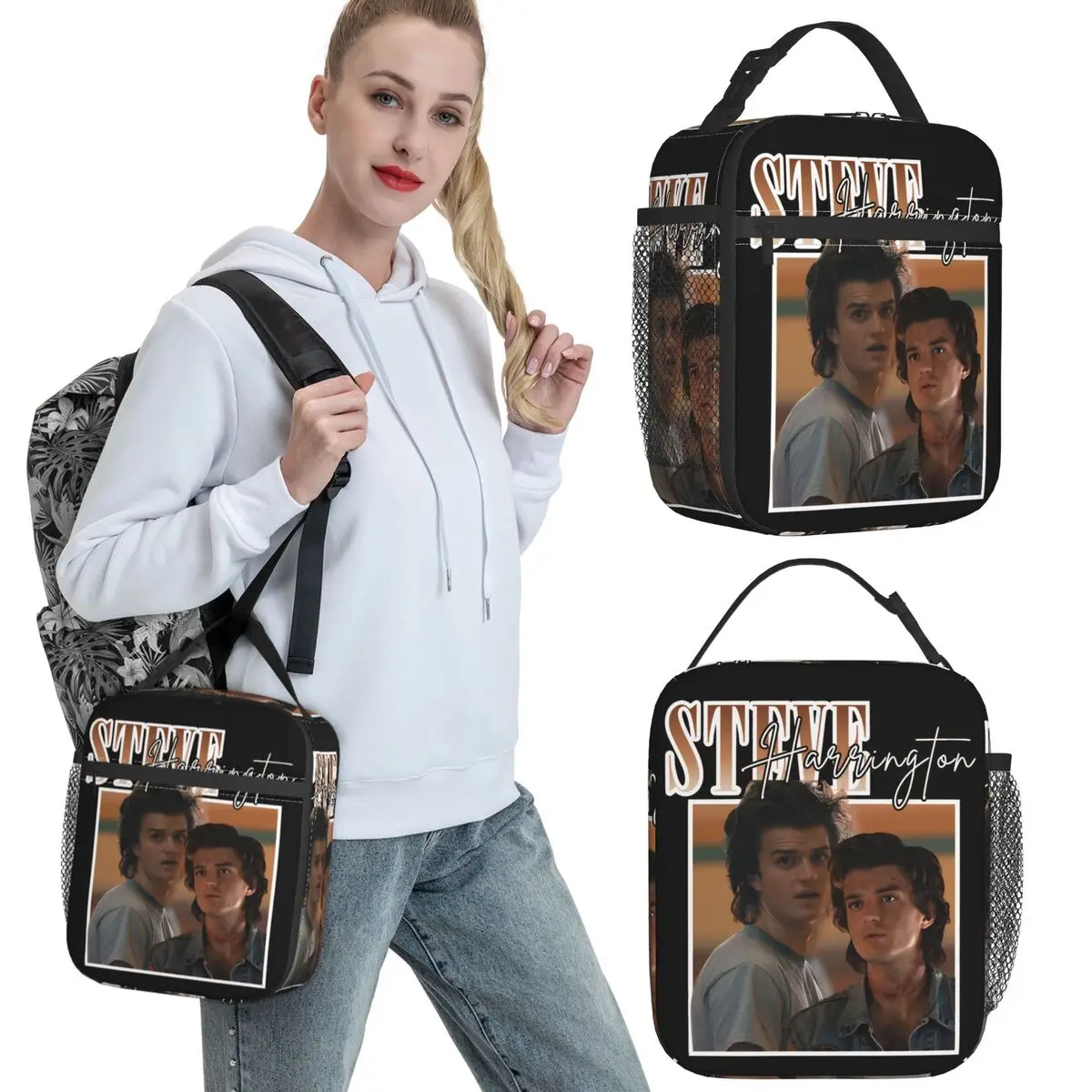 حقيبة غداء معزولة من ستيف هارينجتون، حقيبة طعام، صناديق غداء مبرد حرارية محمولة للنزهة #1