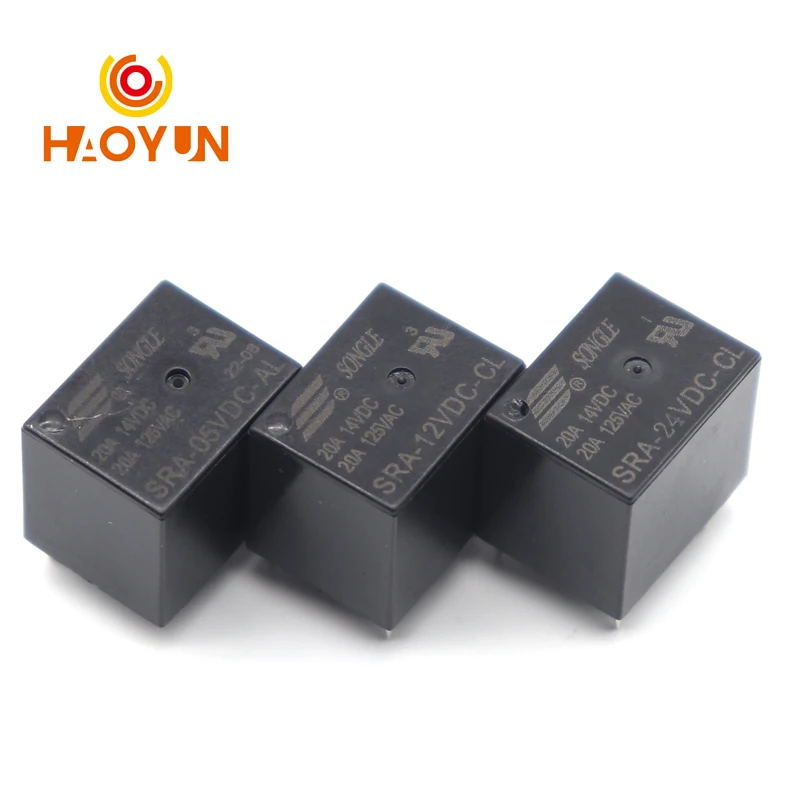【5-1PCS】5V 12V 24V 20A DC Power Relay SRA-05VDC-AL SRA-12VDC-CL SRA-24VDC-CL 4Pin 5Pin PCB Type In Stock Black Automobile Relay