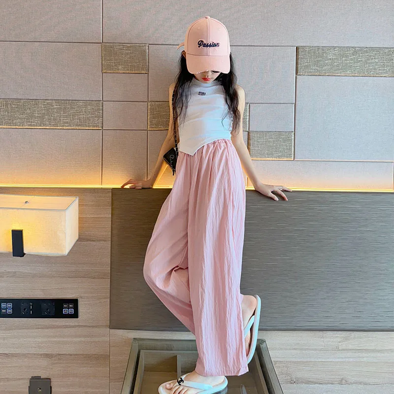 سراويل ياماموتو للبنات صيف 2024New سراويل واسعة الساق من الحرير الجليدي للأطفال للفتيات، سراويل كبيرة مضادة للبعوض، صيفية للشمس #3