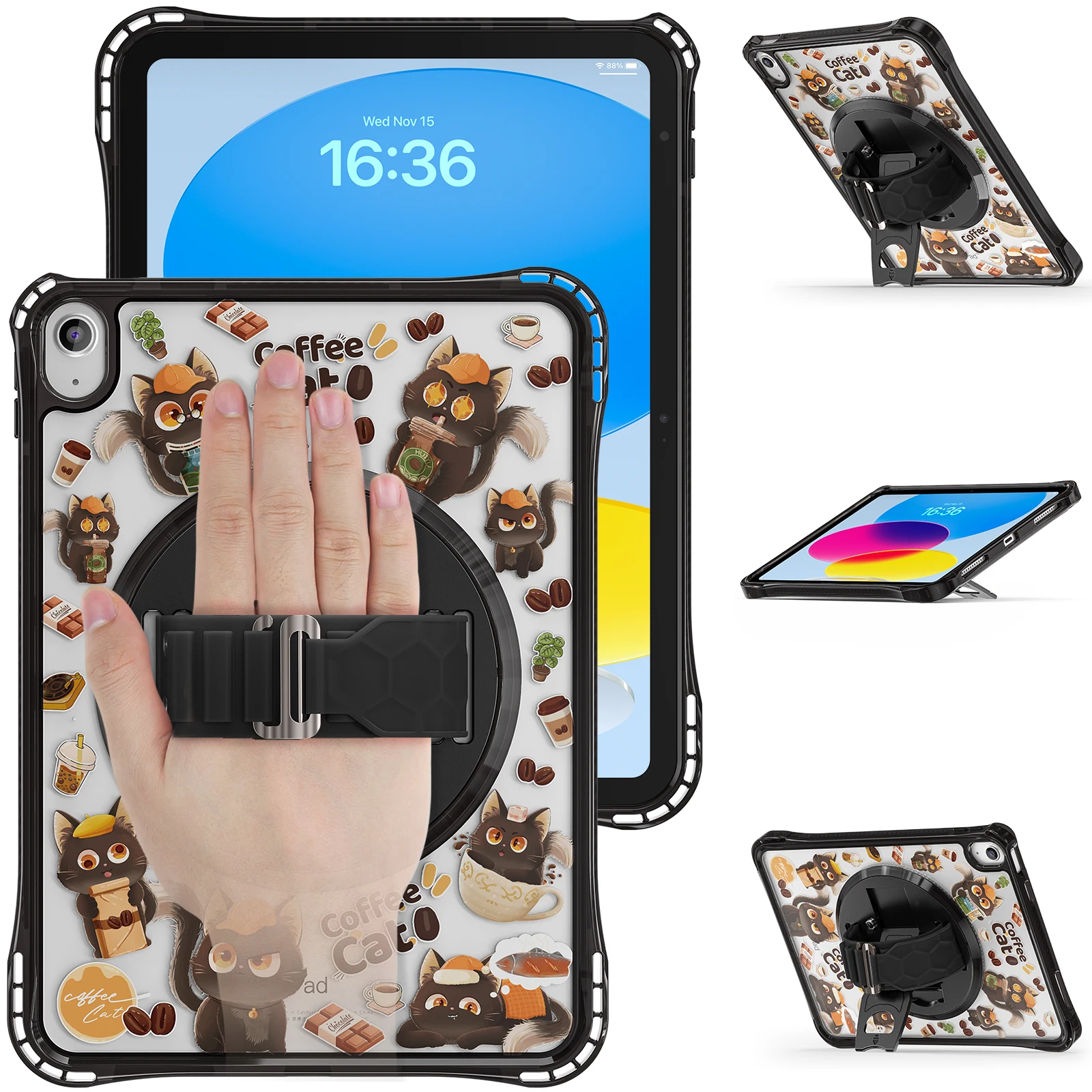 

Мультяшный чехол для iPad mini 7 6, iPad10 2022 Air 5 4 10,9 дюйма Pro 11 Air 11 2025 2024, вращающийся на 360 градусов ремешок с подставкой