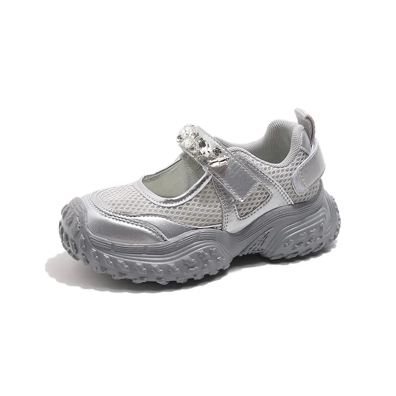 

Новые детские кроссовки и сандалии для девочек 2026 года в корейском стиле: весенне-осенние, дышащие, универсальные, с блестками, сетчатые