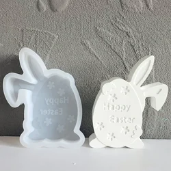 Relief Flower Rabbit Silicone Candle Molds Bunny Hold Easter Egg Soap Moulds Animal Chocolate Gifts Festival Party Gypsum Decor