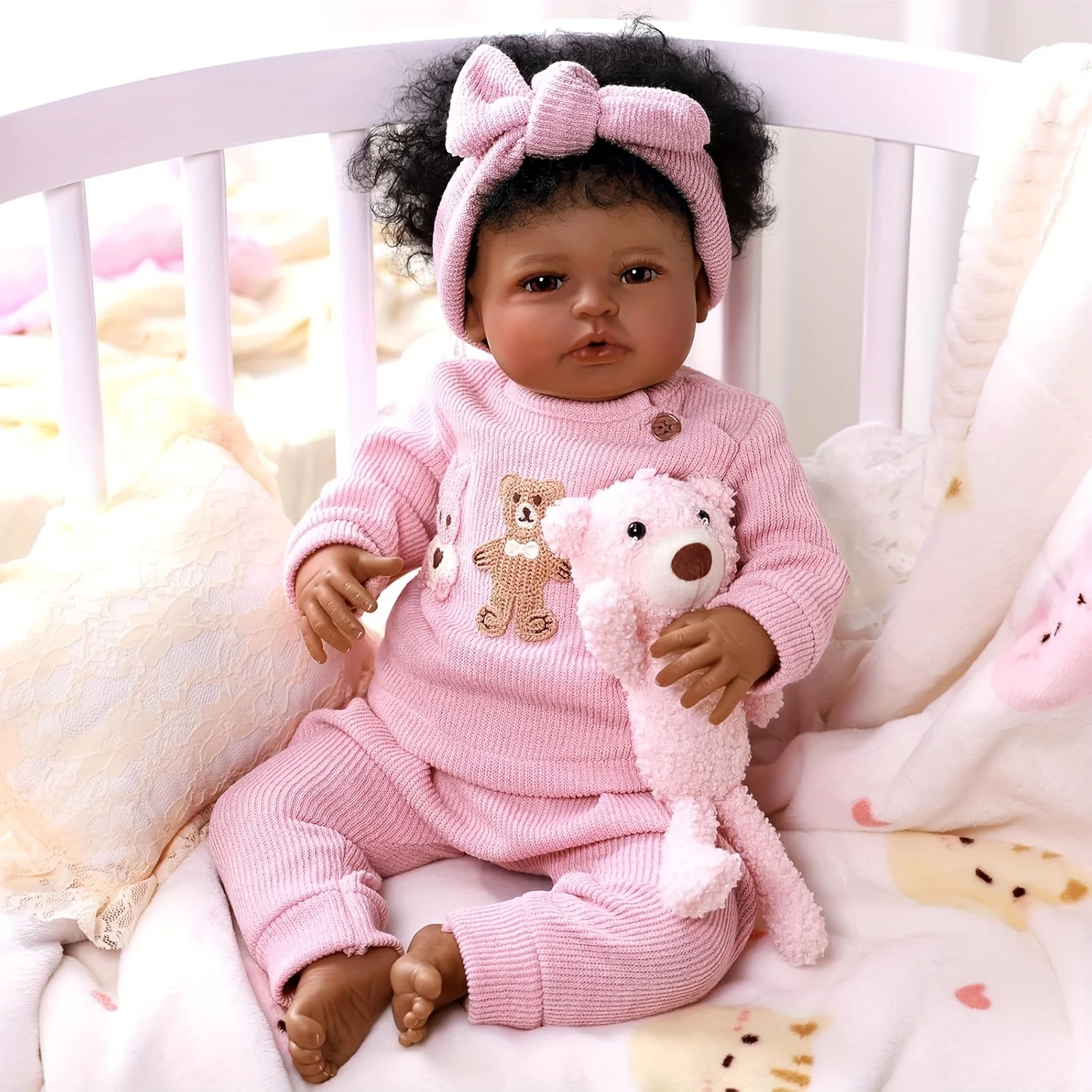 20 Zoll realistische wiedergeborene Babypuppen für Mädchen, weicher Vinyl- und Stoffkörper, niedliche Neugeborene mit Spielset für Kinder