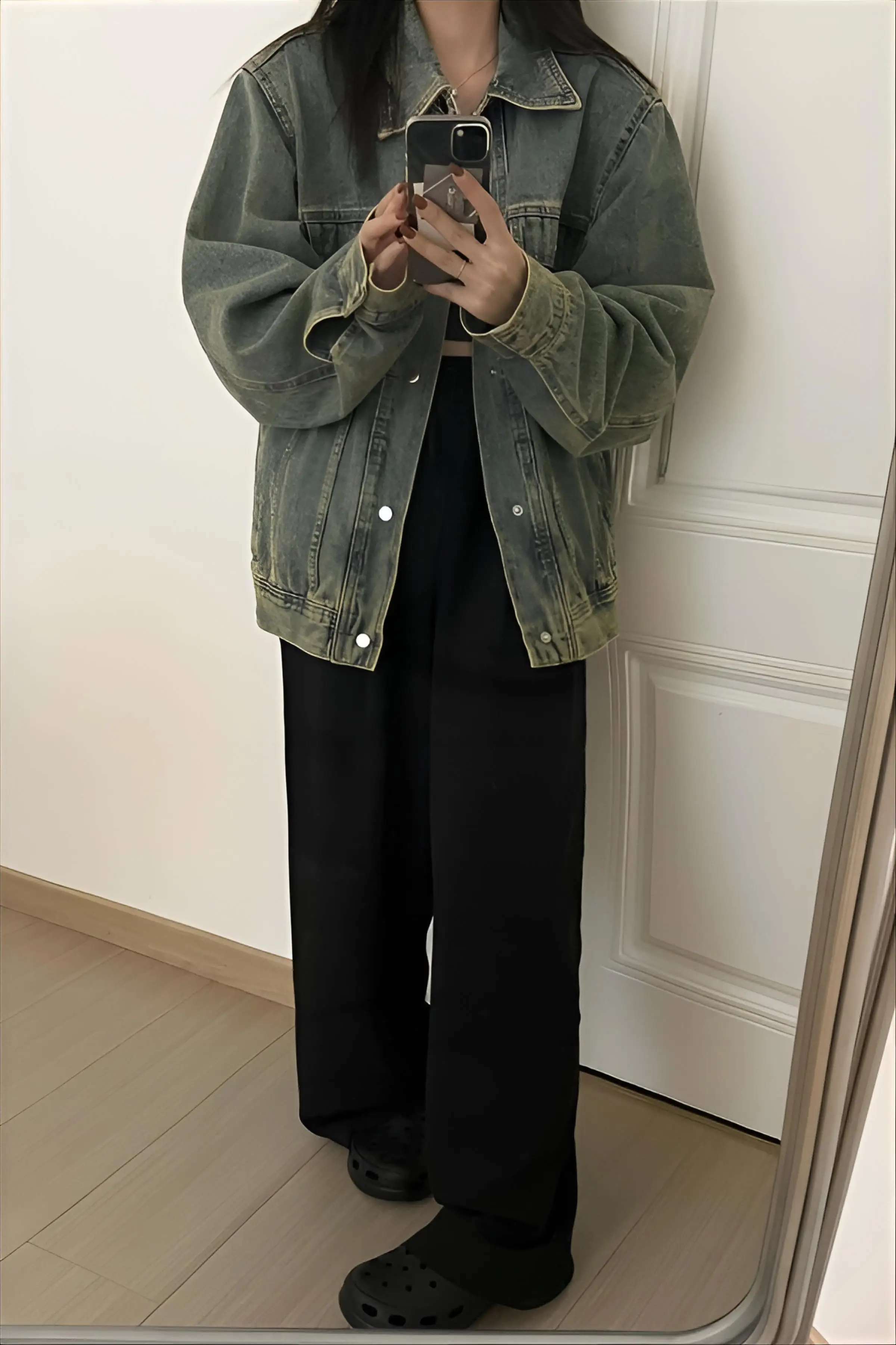 

Джинсовое пальто коричневого цвета, женское весеннее пальто во французском стиле, кружевное реглан с длинными рукавами и вышивкой, романтическое, в клетку, стильное субкультурное