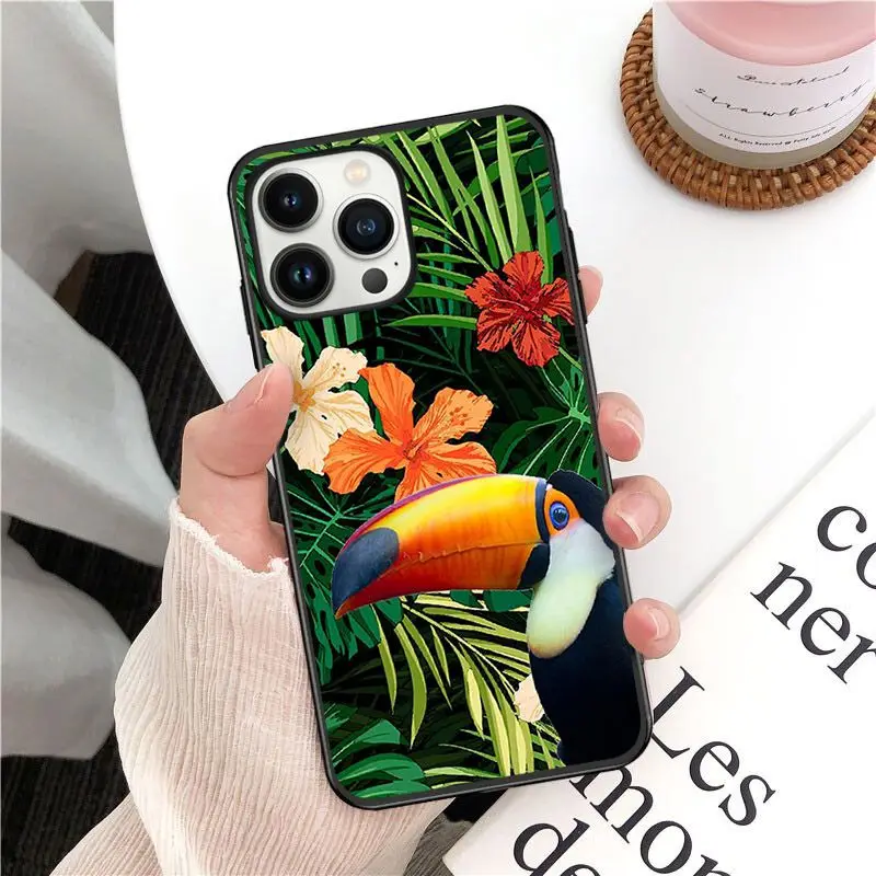 funda Tropical forest animals Toucan Phone Cover For iphone 15pro 14pro 11pro 12 13pro xs max 7 8 SE XR 12mini 15plus Cases