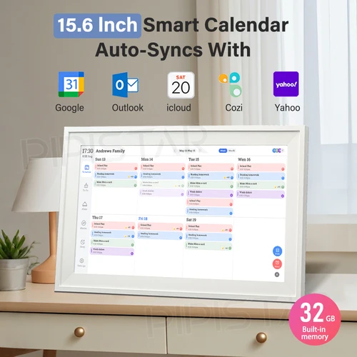 Imagen 2 del producto Calendario Digital inteligente de 15,6 pulgadas, tabla de tareas, pantalla táctil de pared para horarios familiares, marco de fotos Digital, asistente para el hogar