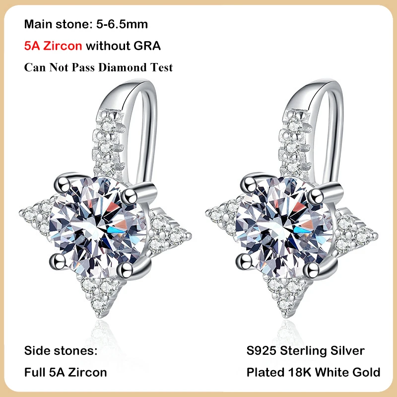 EWYA Trendy D Farbe 0,5-1CT Moissanite Stud Ohrringe Für Frauen S925 Sterling Silber Diamant Stud Ohrring Ohr Haken Edlen schmuck