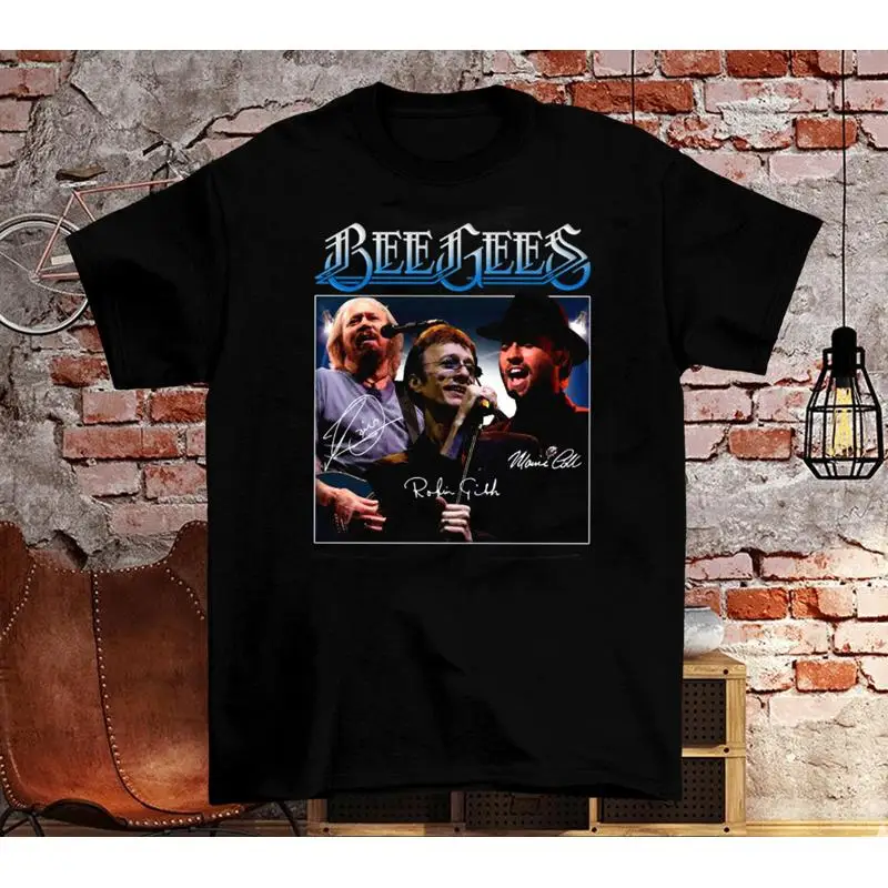 تي شيرت Bee Gees ذو الطراز الموسيقي باللون الأسود لجميع المقاسات