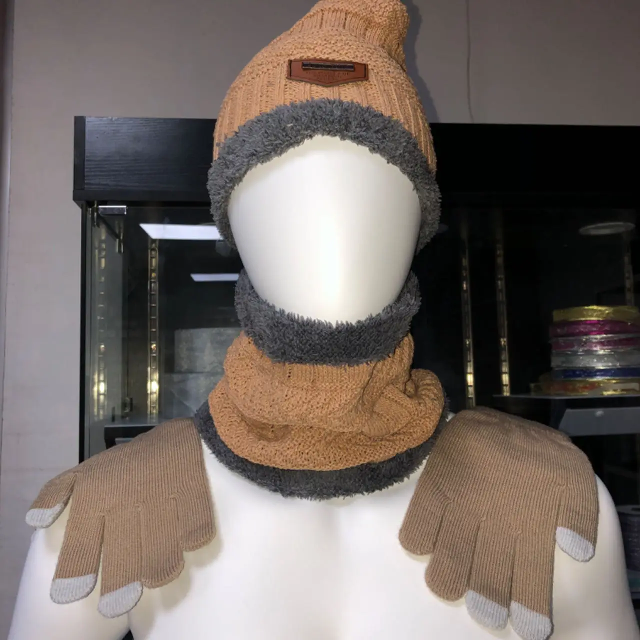 Hat gloves neck warm set  three-piece set