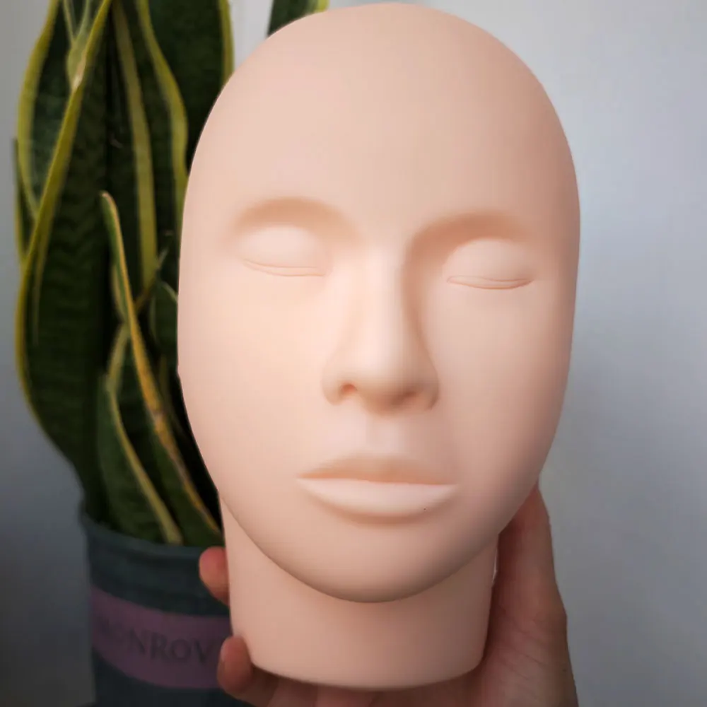 Girls Makeup Practice Head Silicone Mannequin Cosmetology Training Tool for Eyelash Extensions Eye Makeup Face Treatments