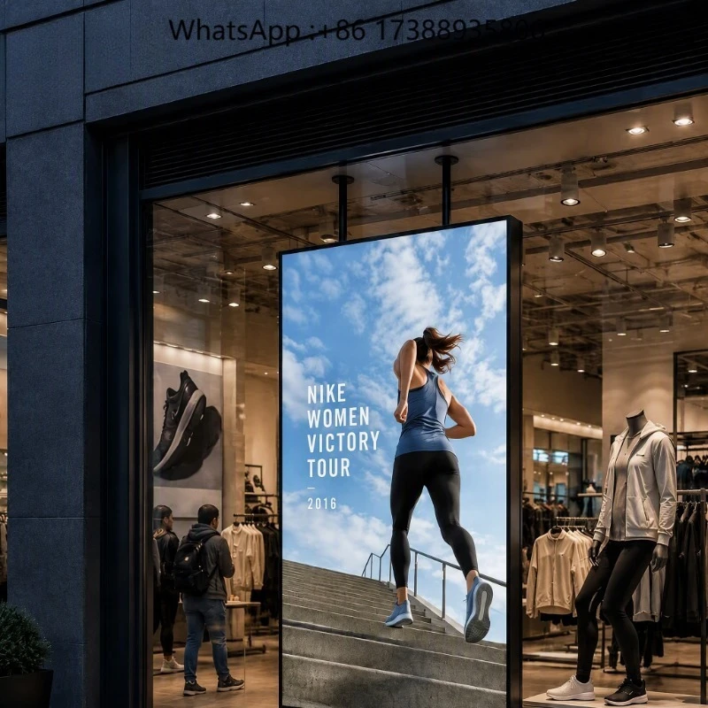 High Brightness 2500 Nits 4K Ultra HD AG Anti-Glare Hanging Floor Standing Highlight Window LCD Display Digital Signage