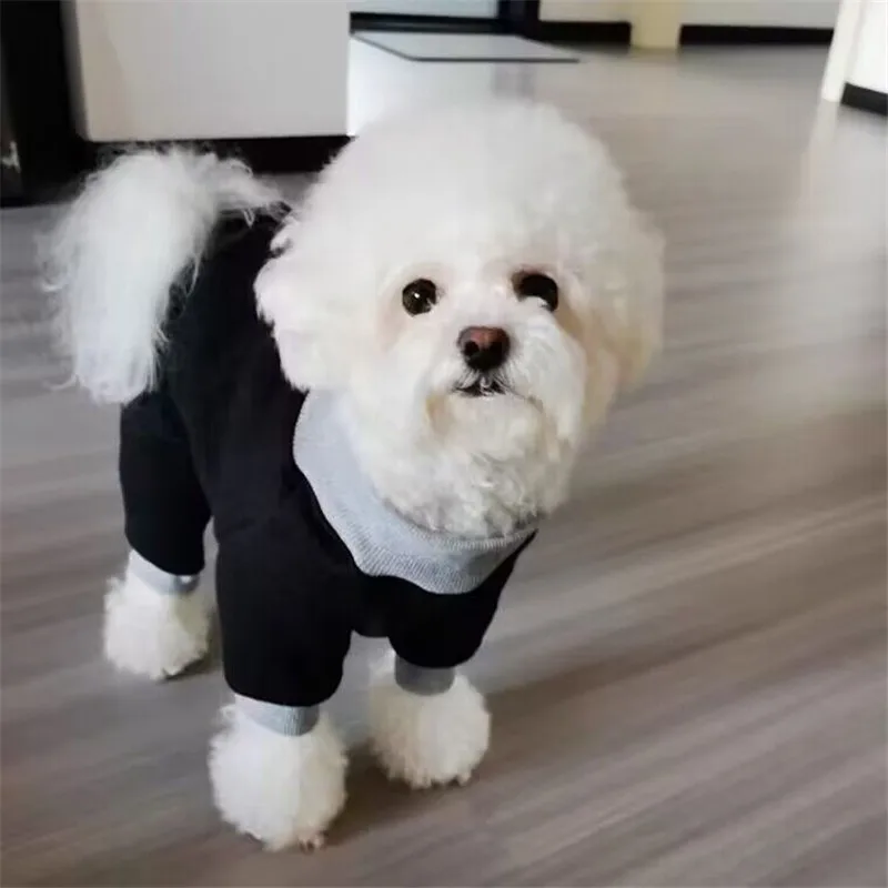 Black Warm Dog Clothes Winter Wrapped Belly Dog Jumpsuit Coat for Small Dogs Yorkshire Terrier Puppy Pajamas Onesie Overalls XS