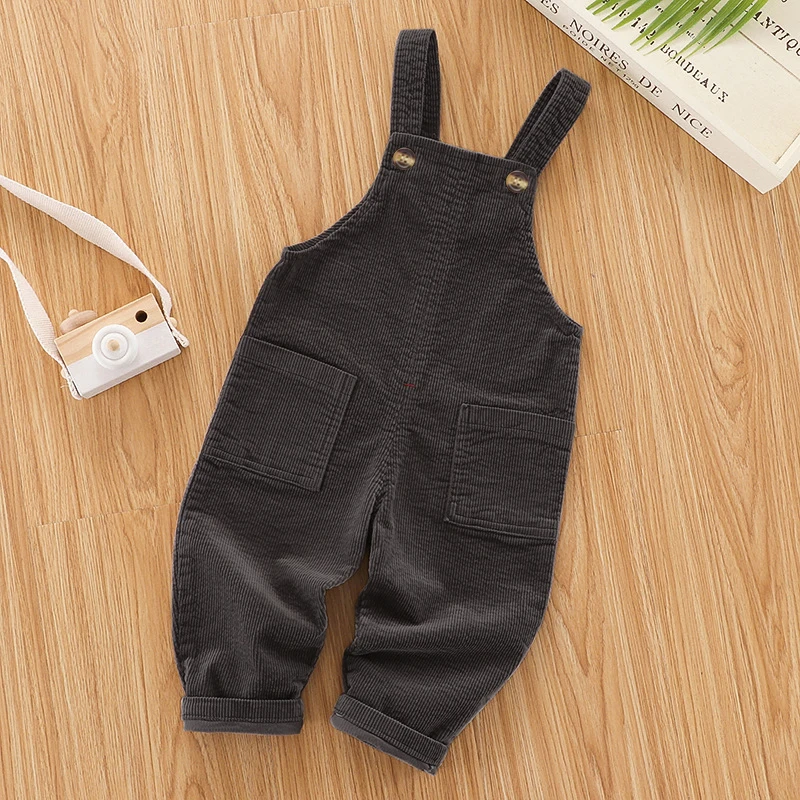 DIIMUU Baby Boys Girls Overalls Casual Pants 1-4 Years Infants Toddler Bib Trousers Spring Fall Clothing Boy Cotton Long Pants