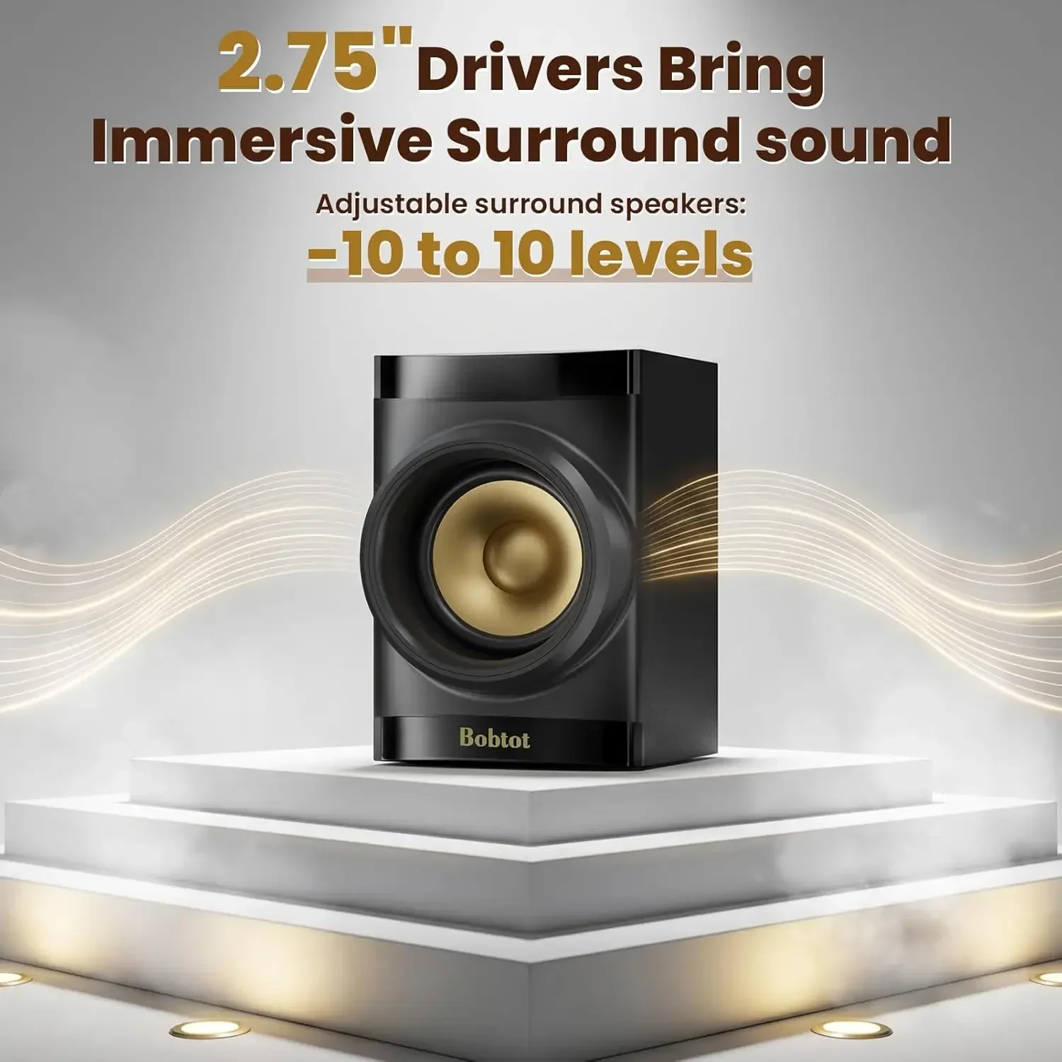 Small Subwoofer Home Theater for TV Surround System 5 Wired Speakers Amplifier 4 inch Woofer Built-in Receiver Support ARC Optic