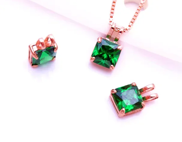 585 gold jewelry 14k gold pendants for women rose gold pendant green beryl