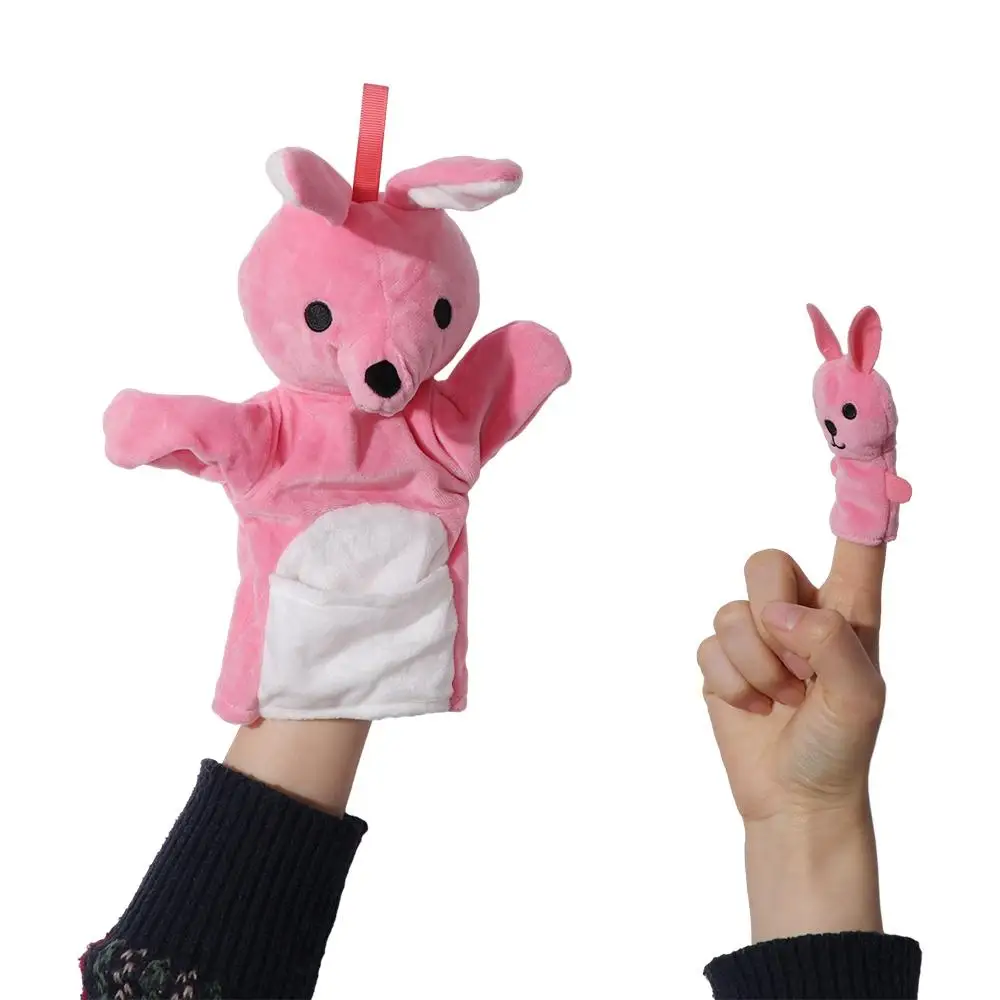 Marioneta de mano cognitiva para padres e hijos, marioneta de perro, pingüino, Animal, conejo de peluche, guantes de felpa para niños, juguete educativo