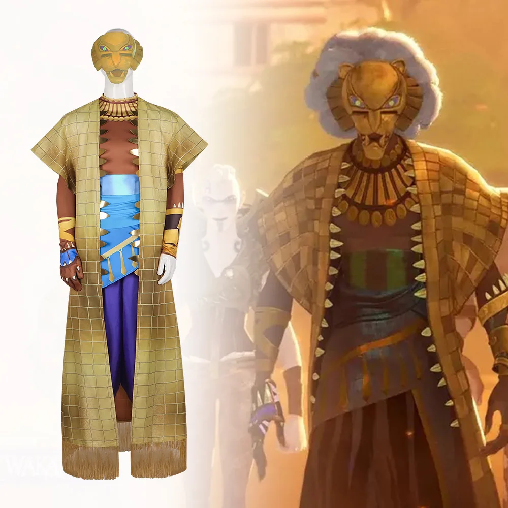 

The Lion Cosplay Costume Movie Wakanda Lion Battle Suit Coat Top Pants Gloves Full Set Uniform Halloween Party Fantasy Costume