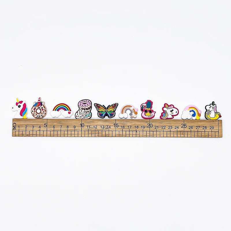 10 stücke Einhorn Schuh Charms Turnschuhe Schmetterling Regenbogen Schuh Dekorationen Clog Zubehör Donut für Frauen Garten Sandale – Detail 4