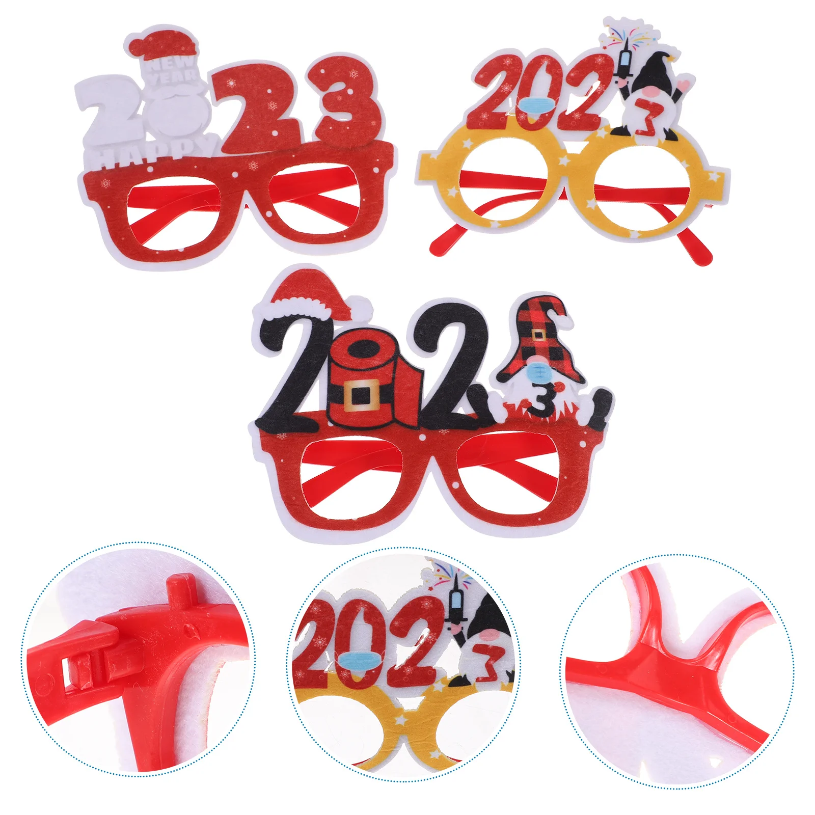 

3Pcs 2023 New Year Eyeglasses Compact Lightweight Christmas Party Props Photo Accessories for Celebration 80s Party Favors