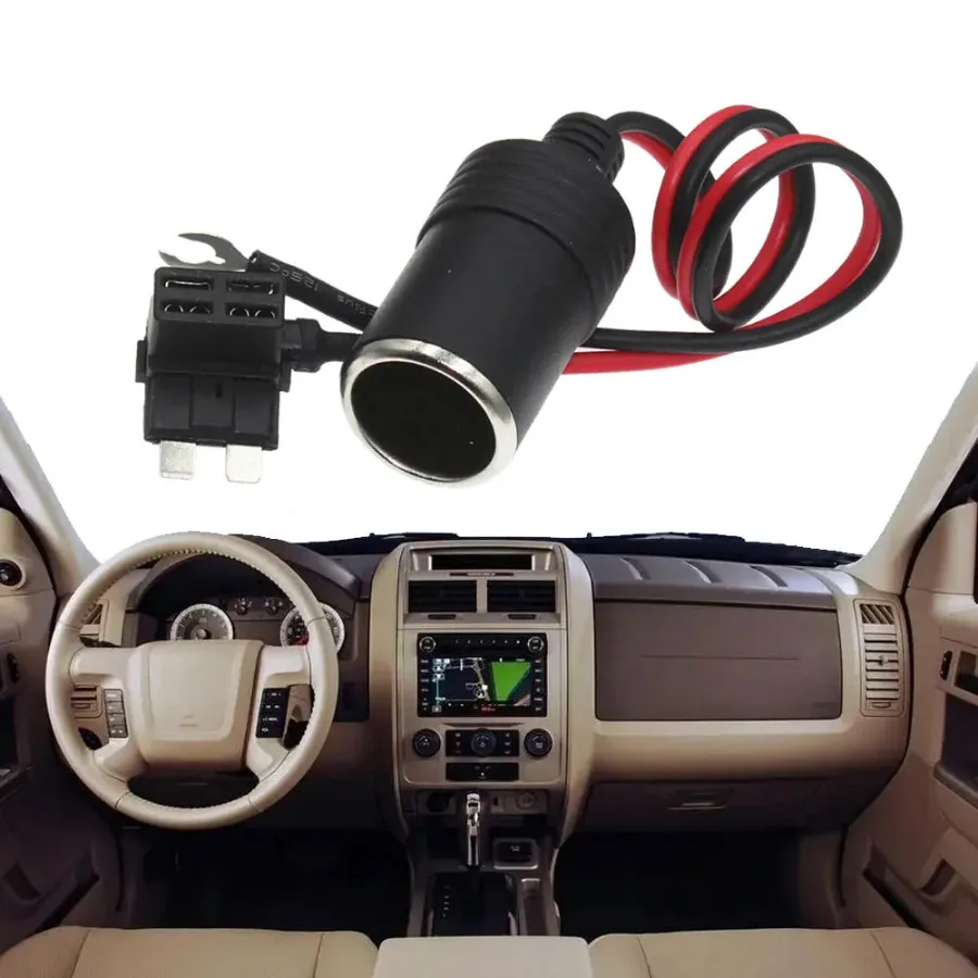 

Car Interior 12V Cigarette Lighter Seat Power Connection Outdoors Fuse for Storage Battery Adapter Plug Socket Cigarette Lighter