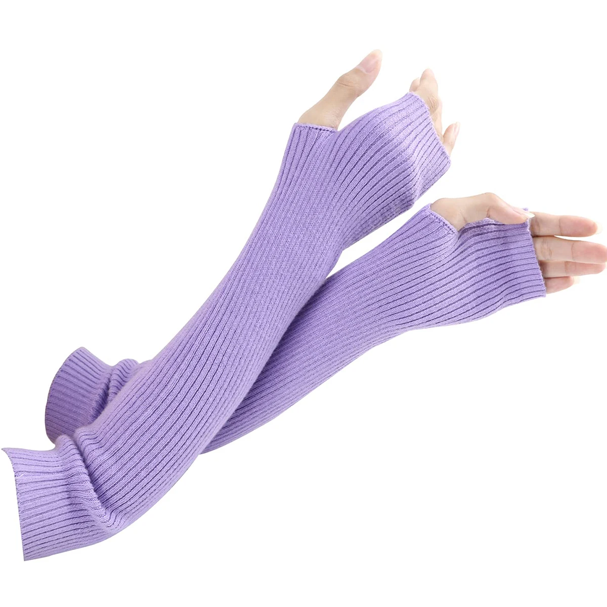 Women Winter Cashmere Long Figerless Glove Knitted Wool y2k Goth Arm Warmer Solid Warm Soft White Punk Mittens Elbow Sleeve 40cm