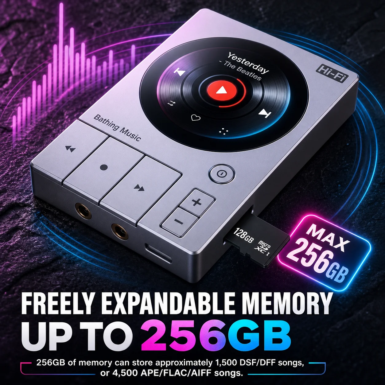 Portable MP3 Player with Screen Bluetooth 5.3 HiFi Lossless Audio DSD256 ES9018 DAC 1.5 Inch Touch Display 45H Long Battery Life view 2