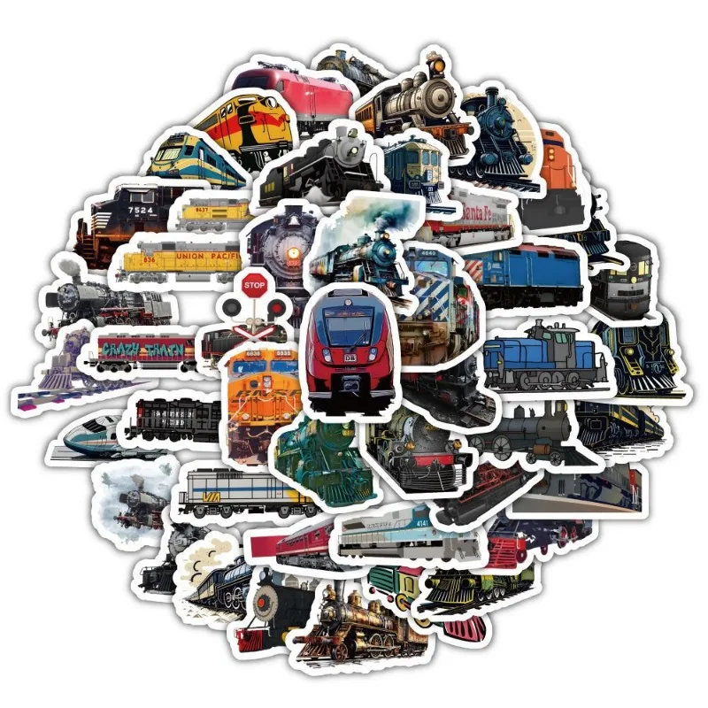 60Pcs Cute Cartoon Retro Train Locomotive Stickers Waterproof DIY Laptop Luggage Skateboard Graffiti Decals Sticker Kids Toy