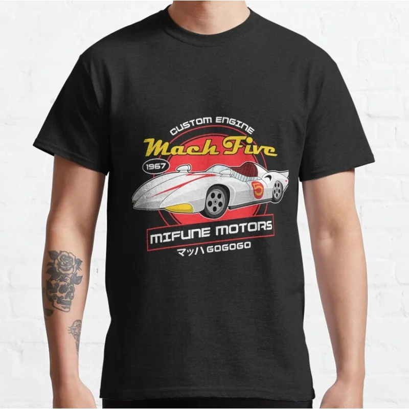 

Mach Five - Mifune Motors graphic tee Manga Speed Racer Anime T shirt for men Large size Tops 100% cotton printed Y2K Clothes