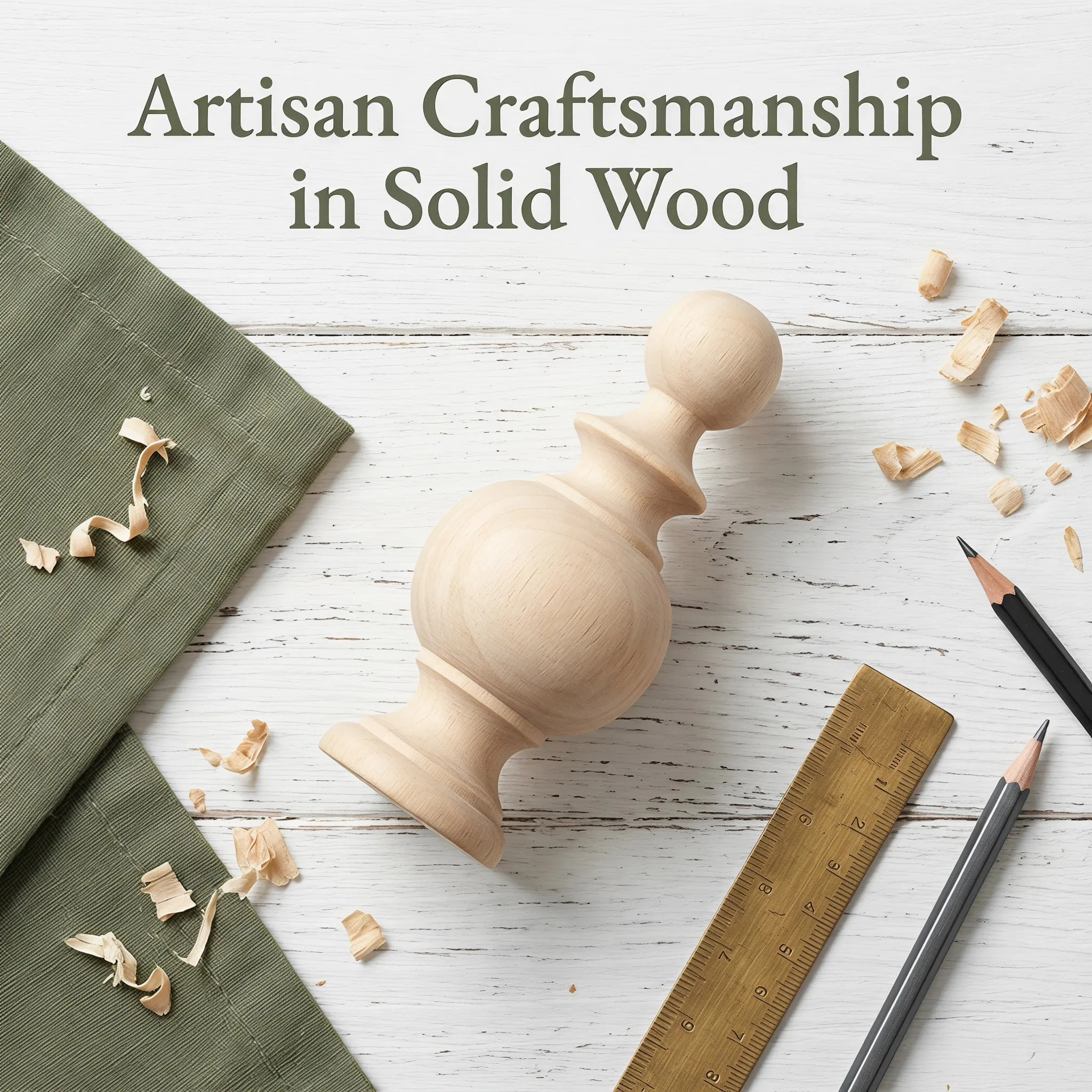Solid Wood Carved Finials Decorative Post Caps for Staircases Bedposts Curtain Rods Indoor DIY Crafts Bed Post Finials