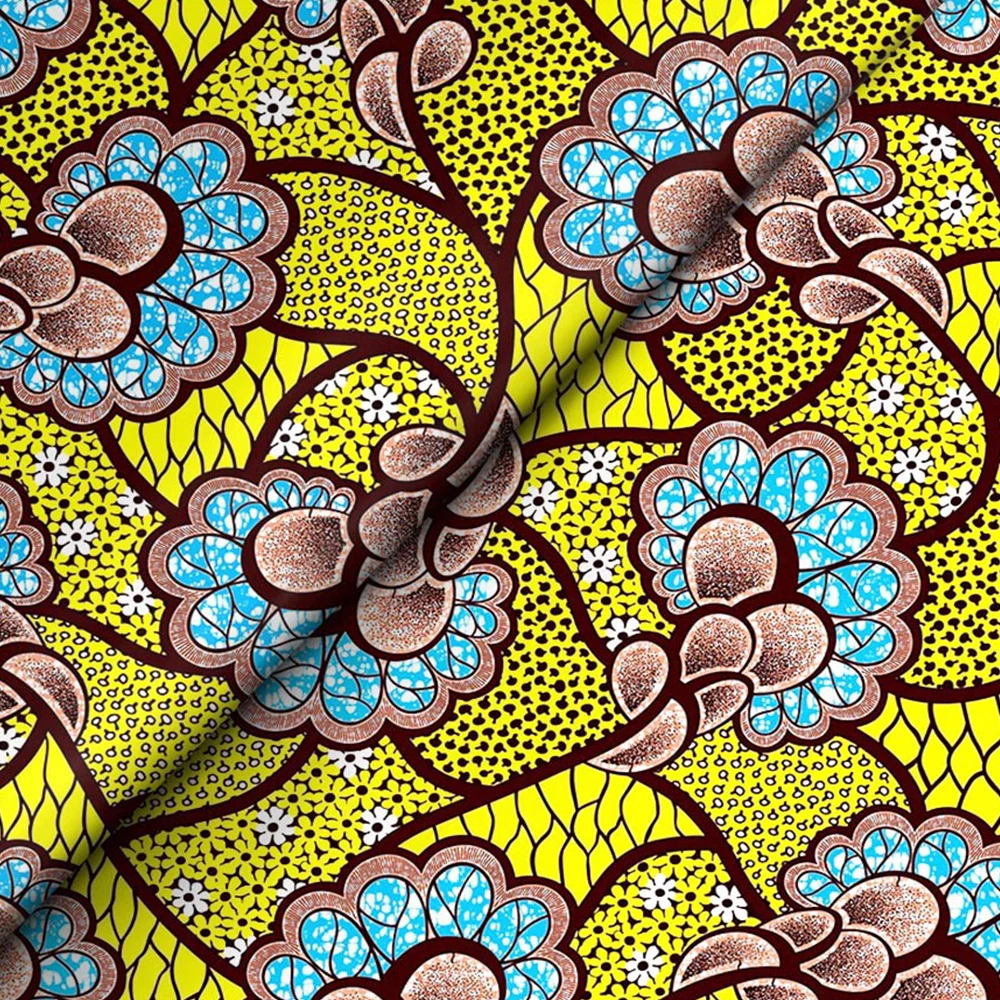 

New Guaranteed Veritable 100% Original Real Wax Ankara Fabric African Print Fabric For Wedding Dress Tissus Cotton 6Yards