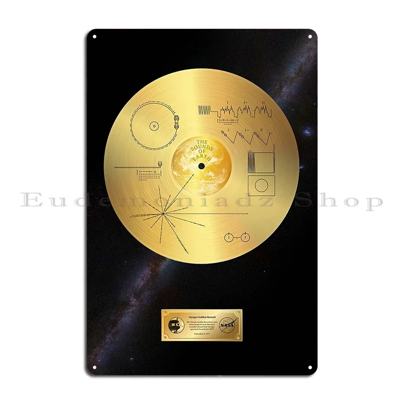 Metallschilder „Voyager 1, Golden Record Universe Space“ für Club Home Bar, Blechschild-Poster