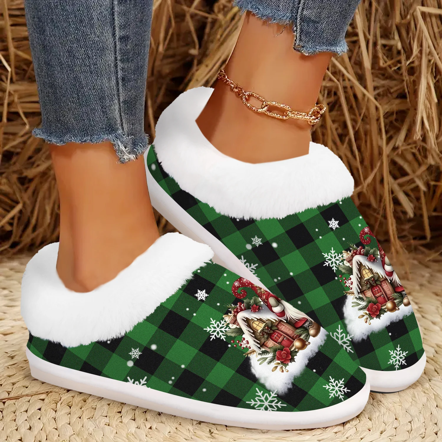 Holiday Gift, Adorable Santa Claus Slippers for Home And Outdoors, Cozy Footwear, Comfortable Fuzzy Indoor Shoes