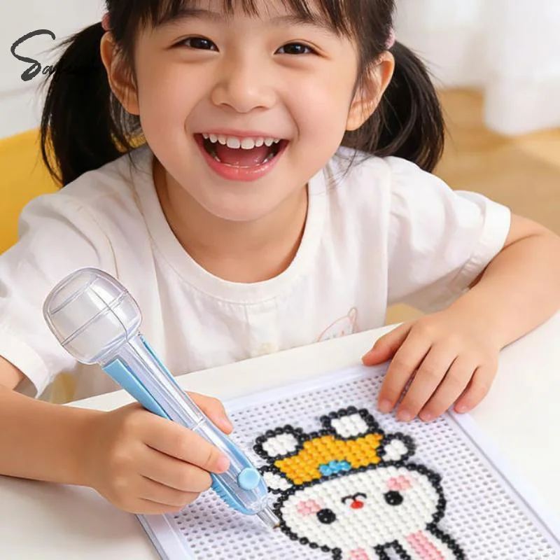 Fuse Bead Point Pen DIY Craft Tool 2.6mm Tip Automatic Press Placement Pen For Kids Puzzle Art Creation Stress Relief Toys