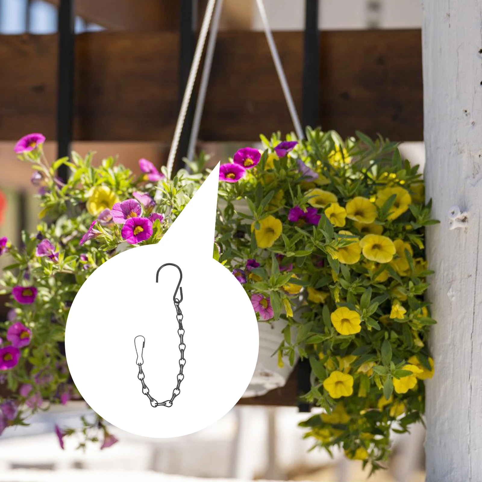 

5pcs Black Double Hook for Hanging Planters Bird Cages Signs Durable Iron Chains Adjustable Length Spacesaving Stylish Design