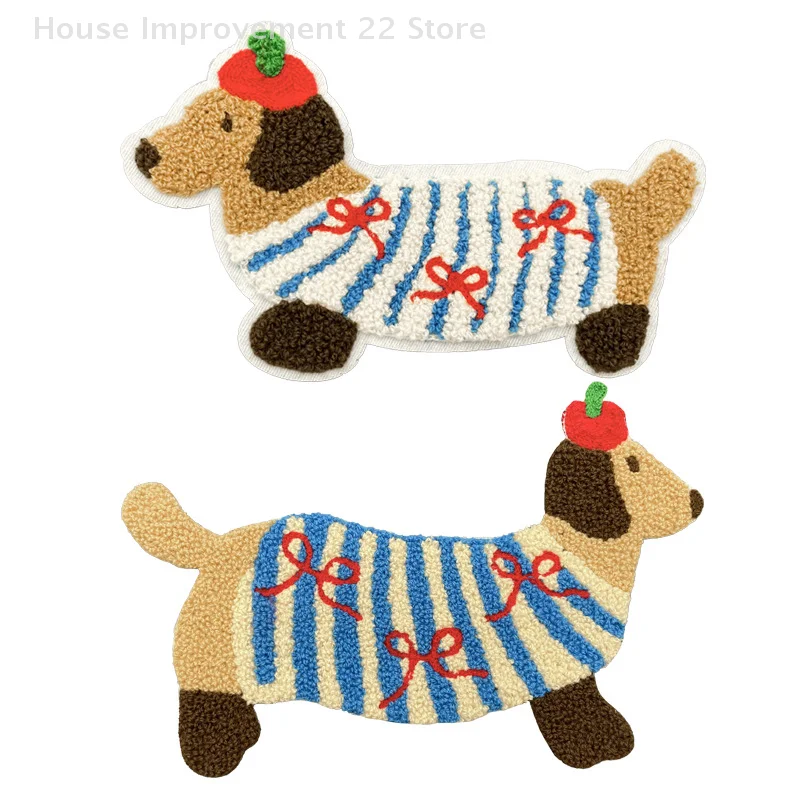 1 Piece Cute Dachshund Embroideried Dog Patches For Girls Bag DIY Small Glue Sticker For Kids Clothes Hairclip Designer