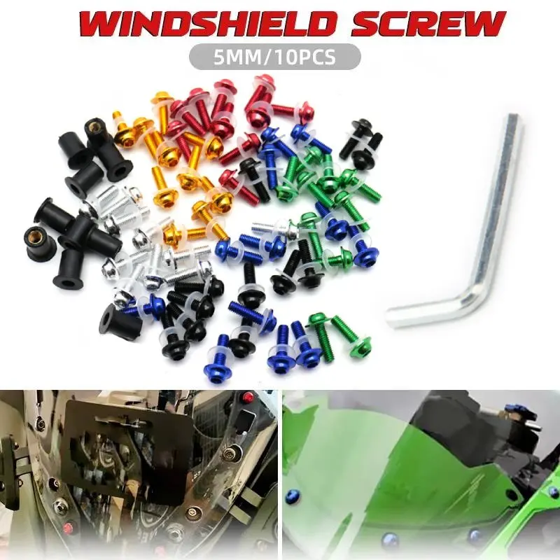 For Benelli TRK 502X 502 Leoncino 500 752S 302S TNT600 TNT300 10PCS Motorcycle Windscreen Windshield Bolts Screws Nut Fastener