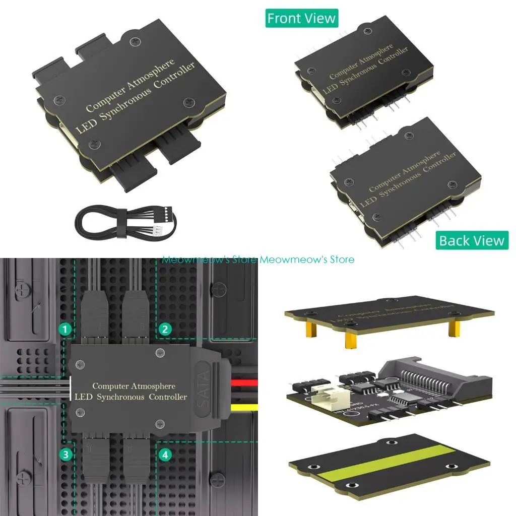 

W91A 4 Port 5V ARGB Fan LED Sync Controller with USB2.0 9Pin Cable for Desktop