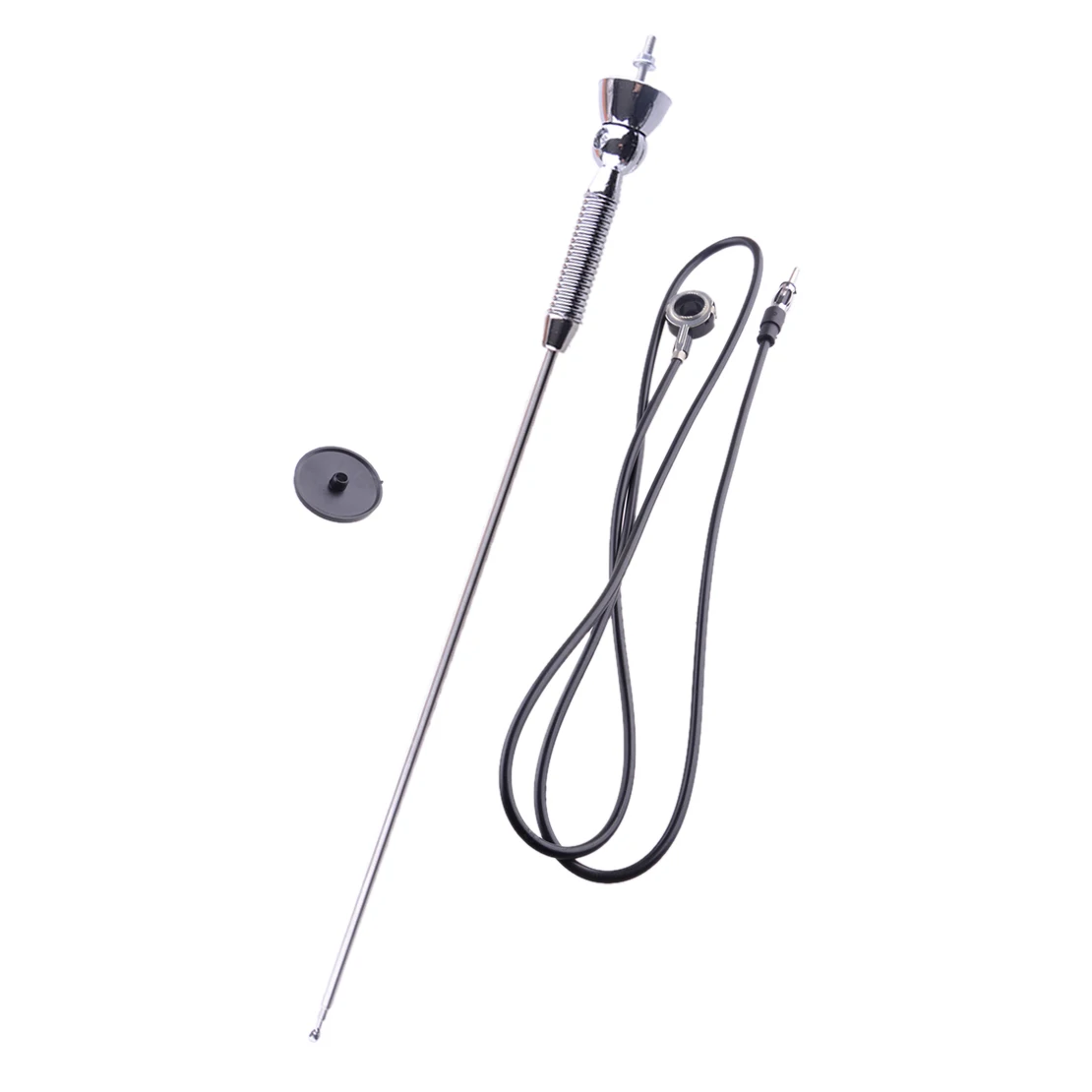 Cabo macio telescópico do mastro da haste da mola aérea do sinal da antena fm am do rádio do telhado de prata estendido 0-180 graus para carros universais